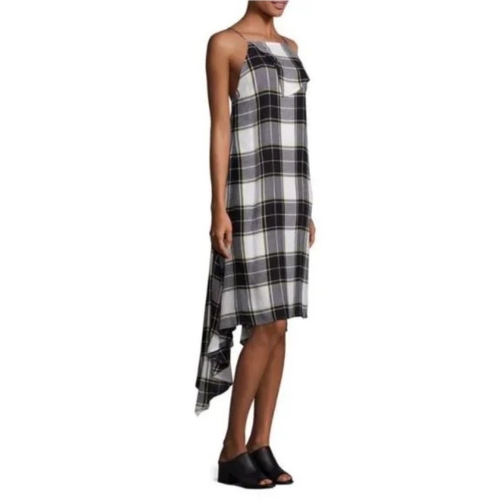 Public School Lilu Draped Plaid Dress Size 8 Color: Black| White|Yellow Plaid - Picture 2 of 8